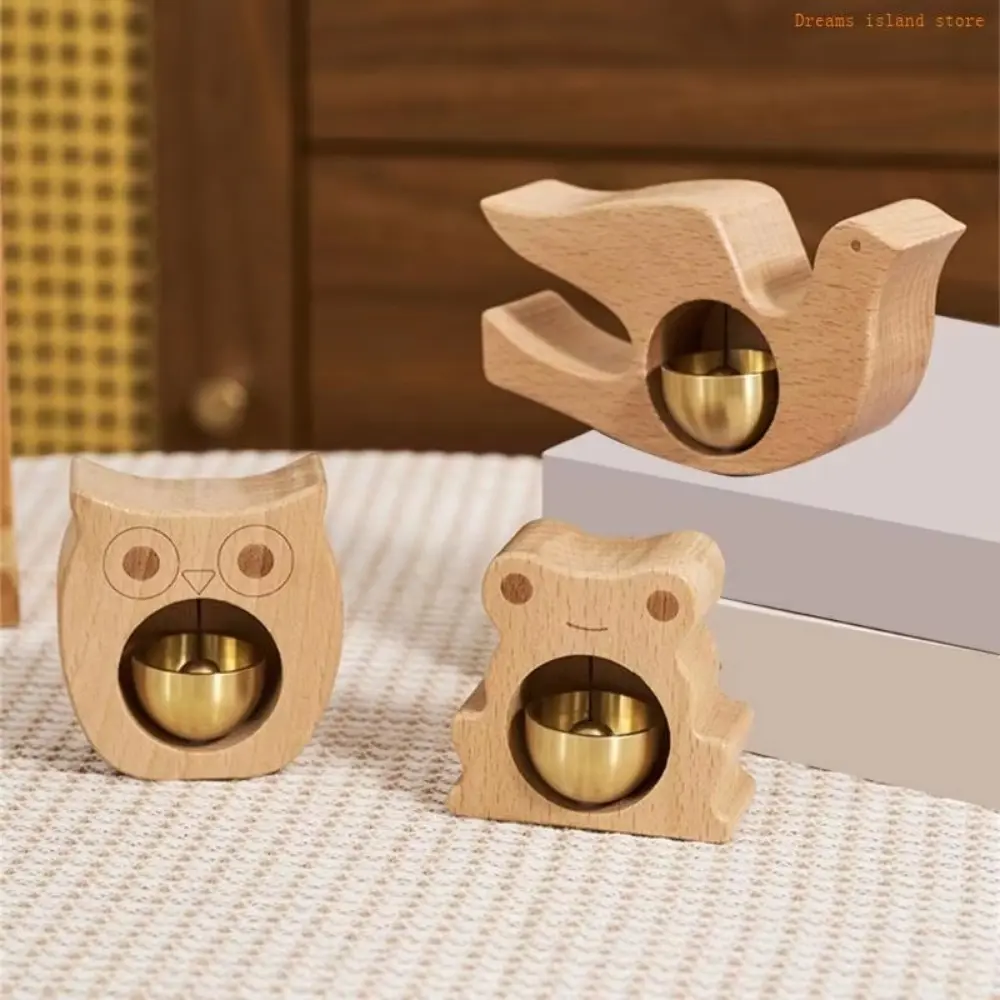 Practical Cute Animal Wind Bell Cartoon Easy Installation Animal Owl Ornament Unique Cloud Wooden Doorbell Outdoor