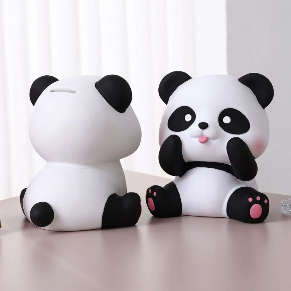 Large Capacity Cute Design Panda Piggy Bank Unbreakable Anti-fall Sitting Panda Saving Box Cartoon Animals Ornaments Children's