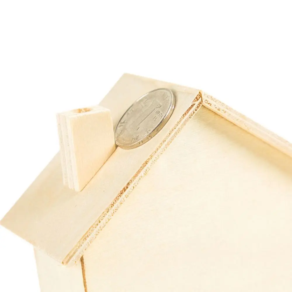 Creative Unfinished Small House Piggy Bank DIY Handmade DIY Painted Storage Jar Wooden White Embryo House Mold Kindergarten