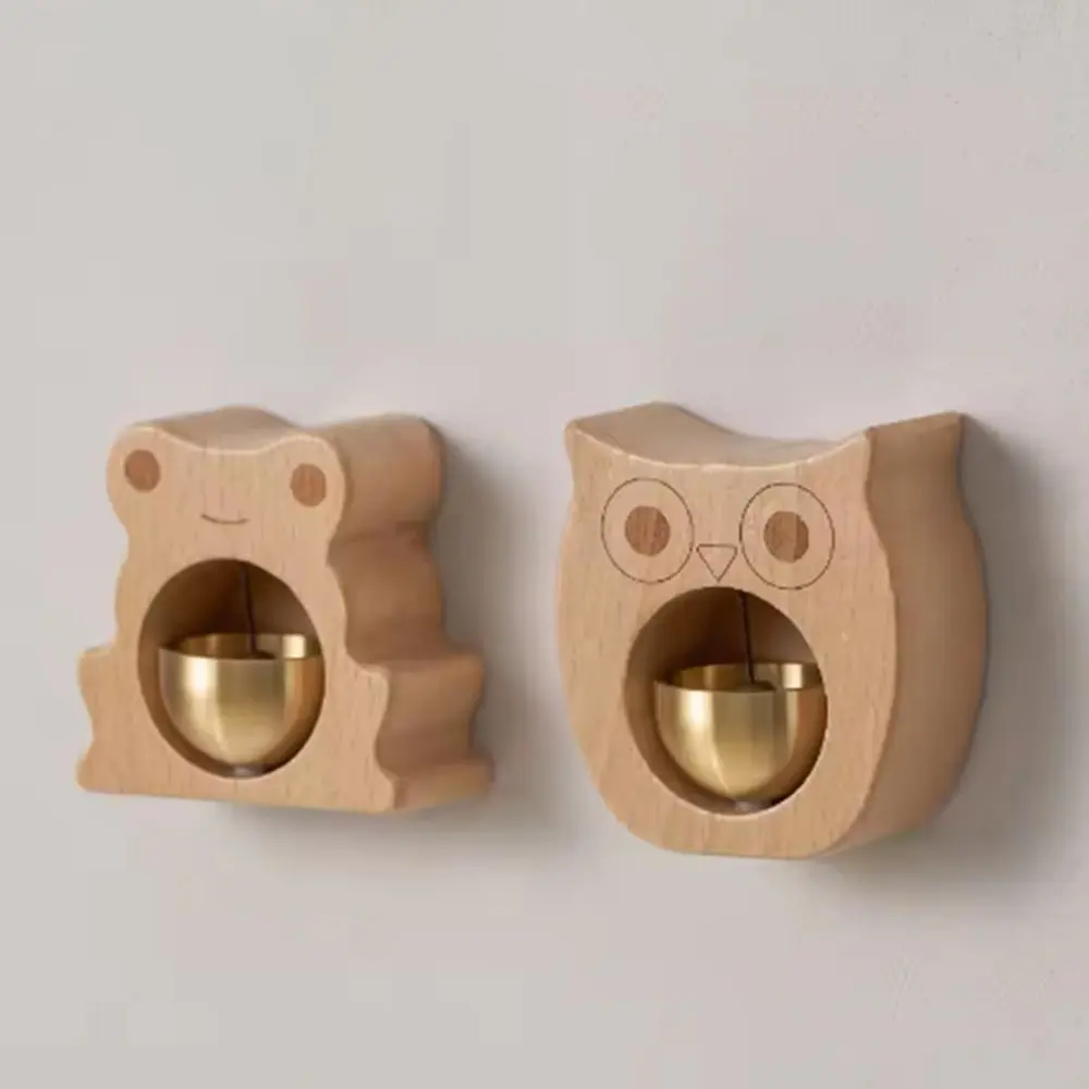 Practical Cute Animal Wind Bell Cartoon Easy Installation Animal Owl Ornament Unique Cloud Wooden Doorbell Outdoor