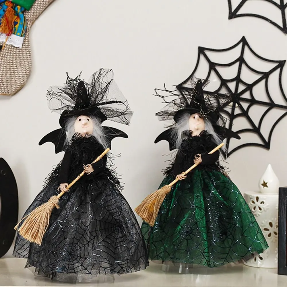 Decoration Crafts High Quality Halloween Witch Doll Witch Black Haunted House Doll Silk Scary Halloween Decorations
