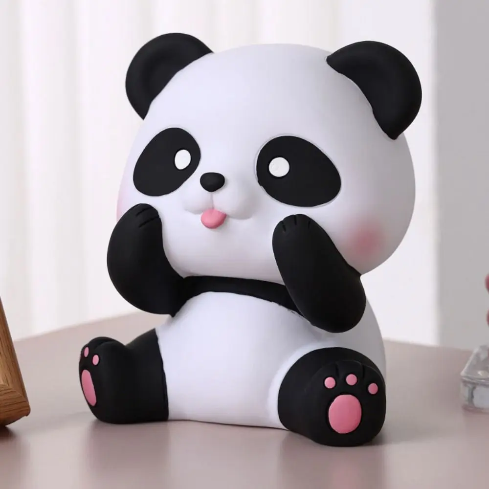 Large Capacity Cute Design Panda Piggy Bank Unbreakable Anti-fall Sitting Panda Saving Box Cartoon Animals Ornaments Children's
