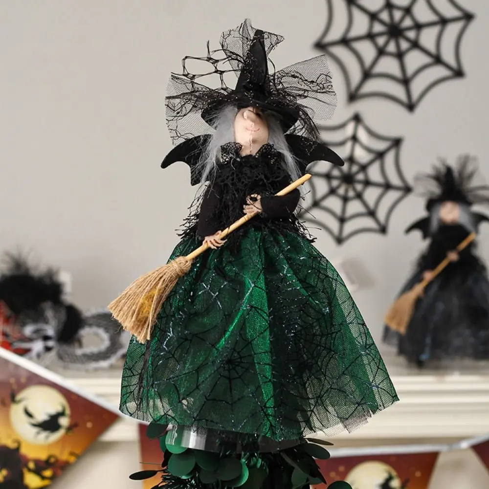 Decoration Crafts High Quality Halloween Witch Doll Witch Black Haunted House Doll Silk Scary Halloween Decorations