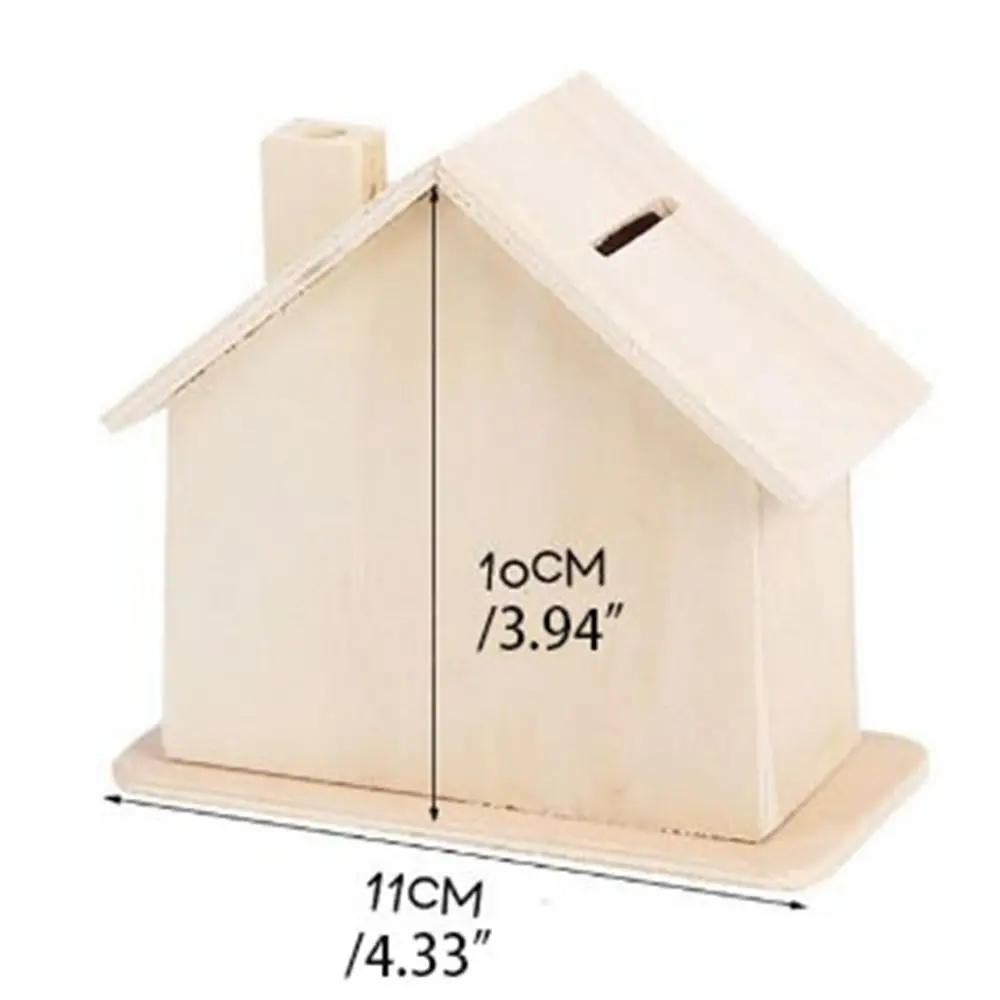 Creative Unfinished Small House Piggy Bank DIY Handmade DIY Painted Storage Jar Wooden White Embryo House Mold Kindergarten