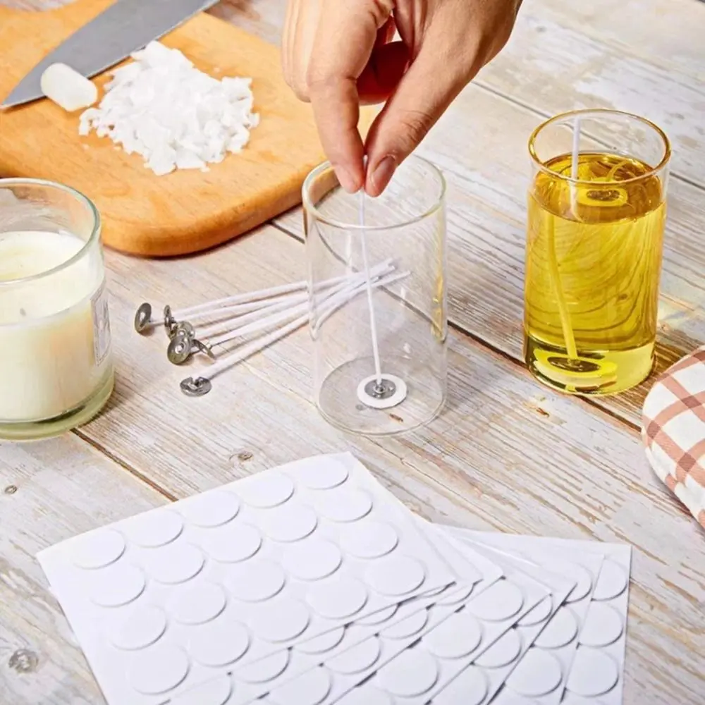240PCS Heat Resistance Candle Wick Stickers Double-Sided Stickers Wax Wick Sticker Little Tail Adhesive Candle Wick Glue Candle