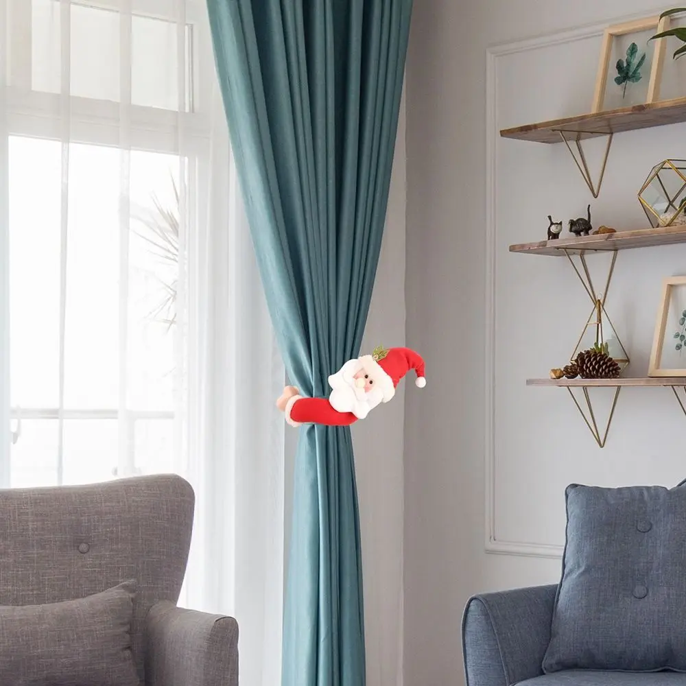Cute Christmas Curtain Buckle Cartoon Snowman Elk Curtain Decorative Accessories Creative Santa Claus Xmas Curtain Tieback