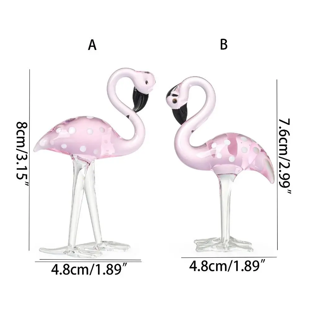 Elegant Handmade Art Glass Flamingo Figurines Cute Unique Simulated Pink Flamingo Cartoon Animal Sculpture Office