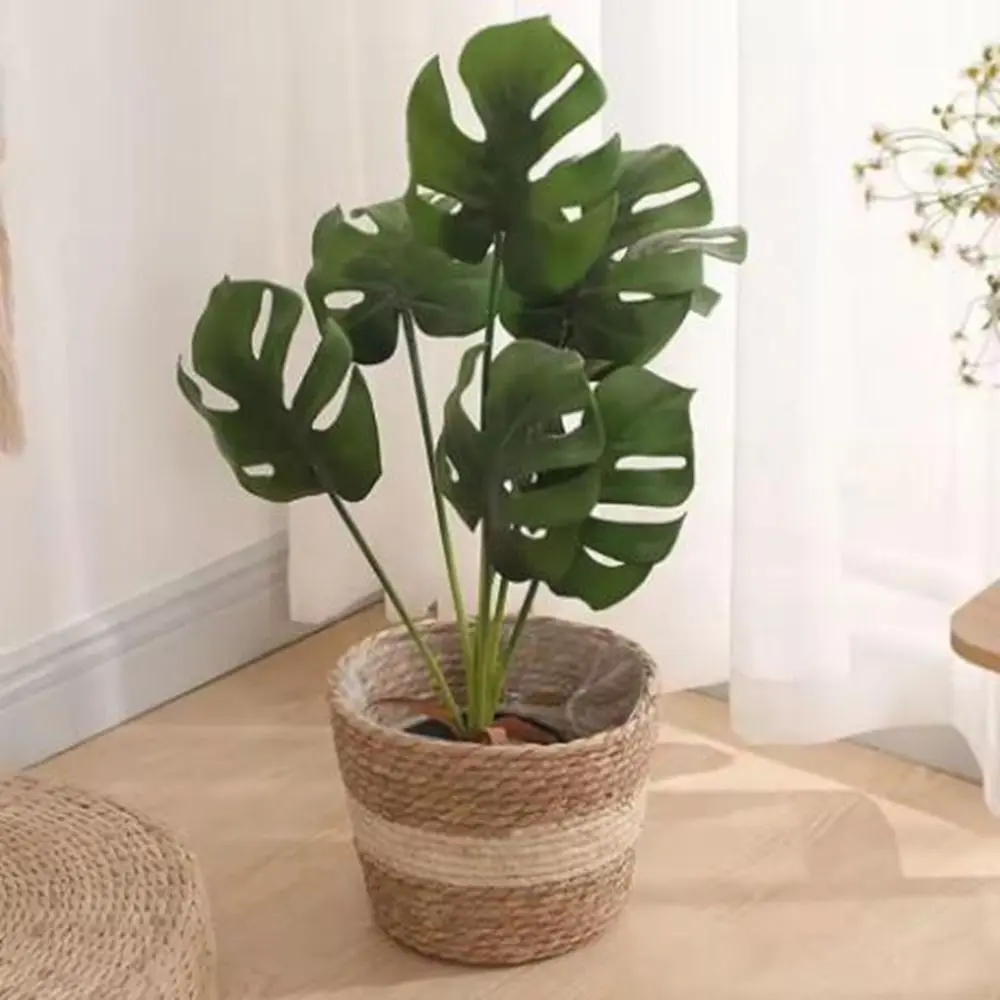 S/M/L Straw Weaving Flower Plant Pot Handmade Decorative Grass Woven Planter Basket Leakproof Flower Basket Office