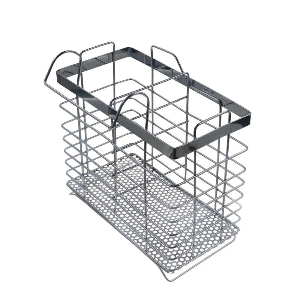 Metal Stainless Steel Chopsticks Cage Internal Compartment Rectangular Tableware Tube Draining Wall Mounted Cutlery Holder