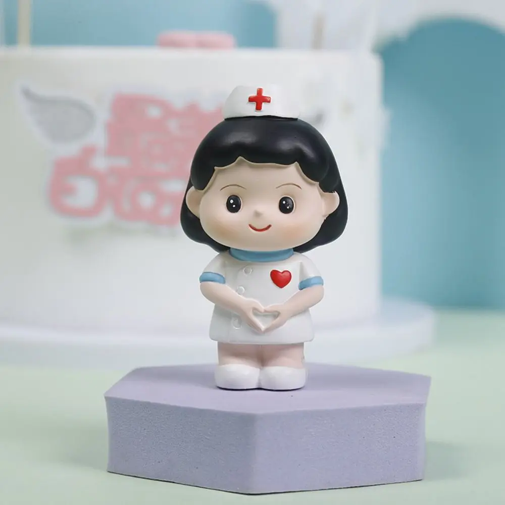 Simple Cartoon White Nurse Figurine Handmade DlY Landscaping Doctor Model Cute Nurse Baking Ornaments Cake Accessories