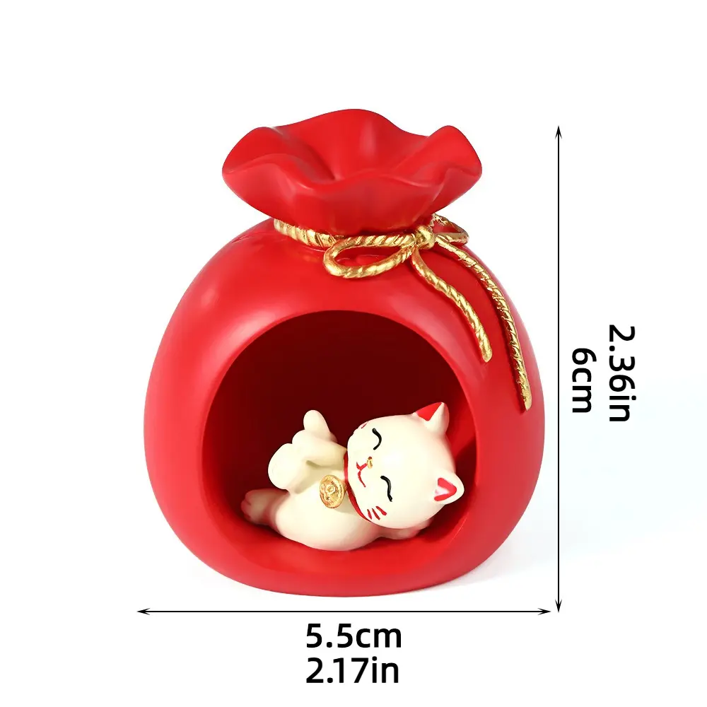 Exquisite Creative Maneki-neko Ornaments Chinese Style Red Good Luck Ornament Cute Resin Crafts New Year Decoration Home Decor