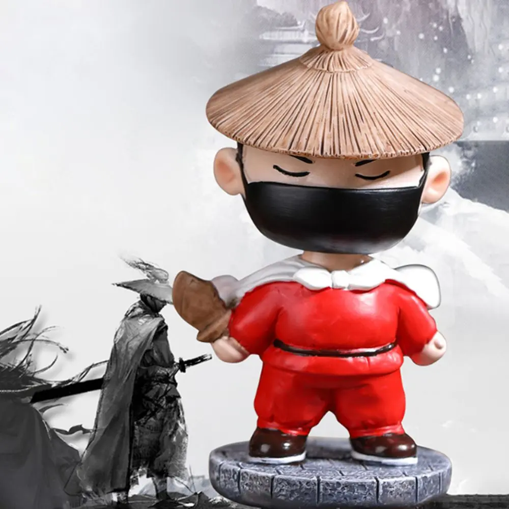 Funny Landscape Chinese Swordsman Figure Exquisite Ancient Car Swordsman Ornament Cartoon Resin Swordsman Miniatures Car