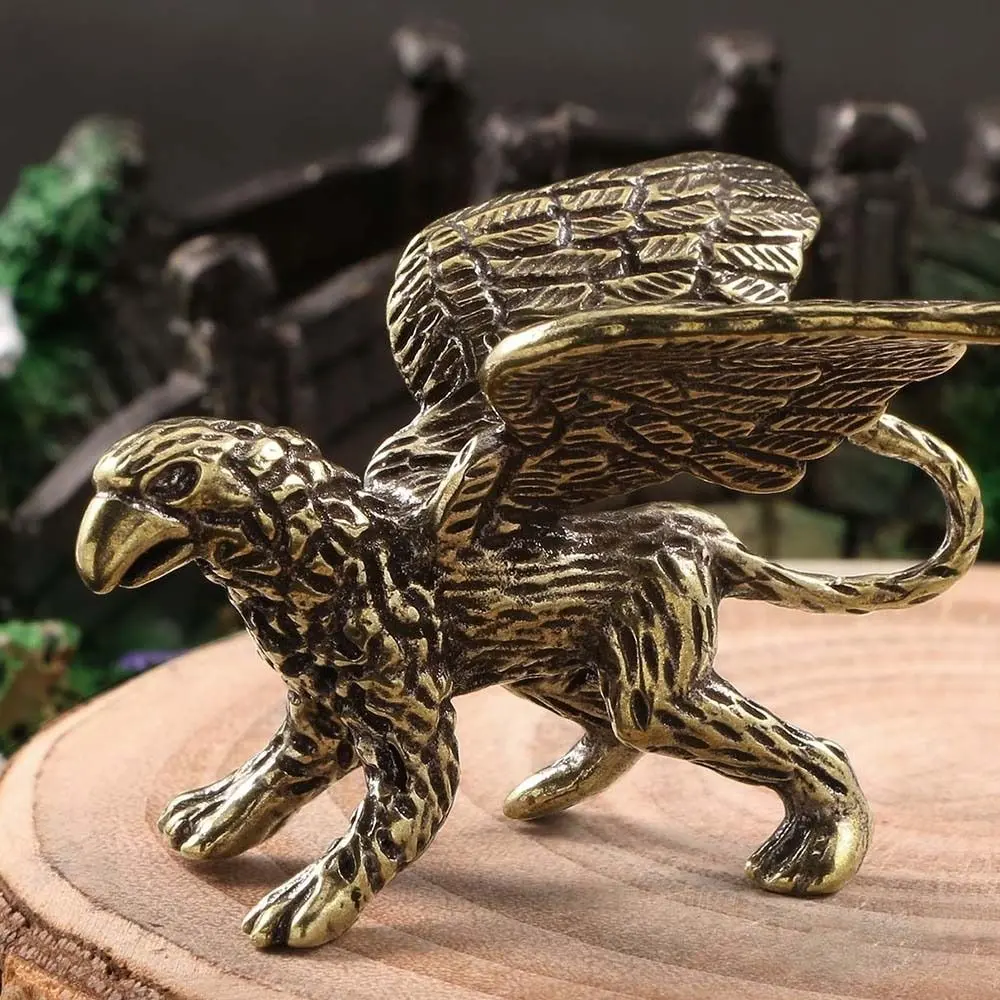 Tea Pets Vintage Brass Griffin Figurines Copper Exquisite Mini Griffin Sculpture Handmade Griffin Statue Home Office Decor