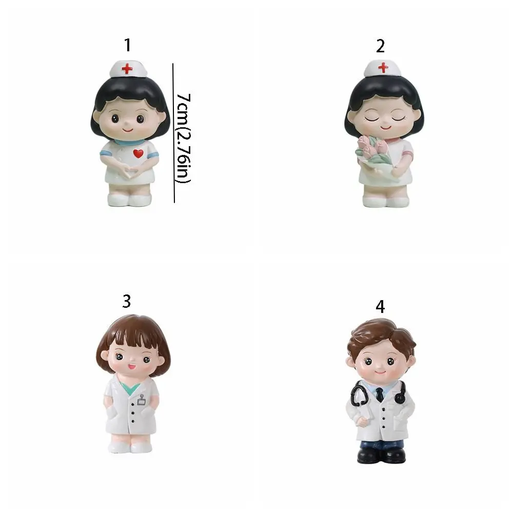 Simple Cartoon White Nurse Figurine Handmade DlY Landscaping Doctor Model Cute Nurse Baking Ornaments Cake Accessories