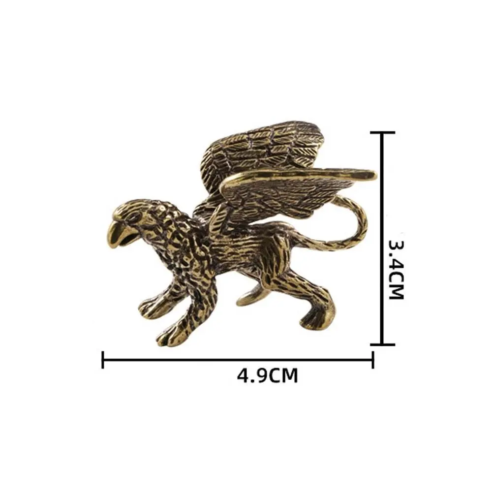 Tea Pets Vintage Brass Griffin Figurines Copper Exquisite Mini Griffin Sculpture Handmade Griffin Statue Home Office Decor