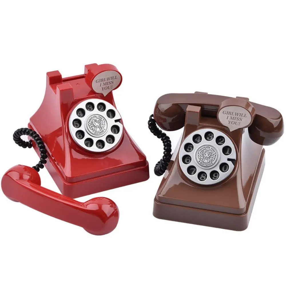 Simple Cartoon Telephone Piggy Bank Mini Cute Plastic Telephone Model DIY Money Box Ornaments Room