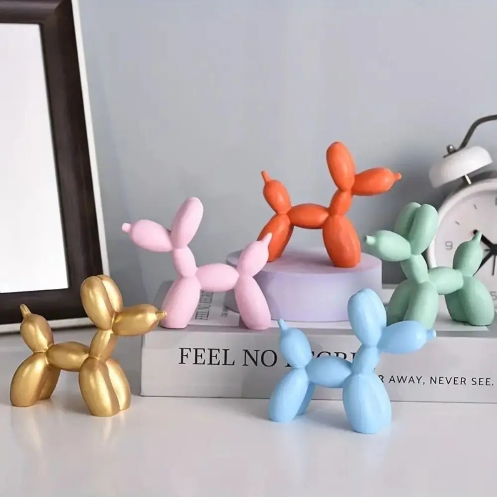Modern Style Balloons Puppy Statues Resin Desktop Ornaments Puppy Craft Sculpture Nordic Animal Stand Cartoon Dog Figurine
