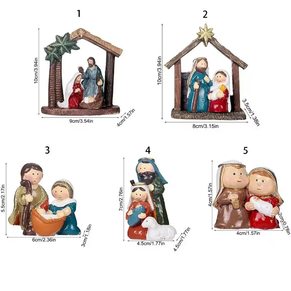 Durable Classic Holy Family Figurine Cute Cartoon Christmas Manger Ornaments Decorative Jesus Christ Figurine Living Room