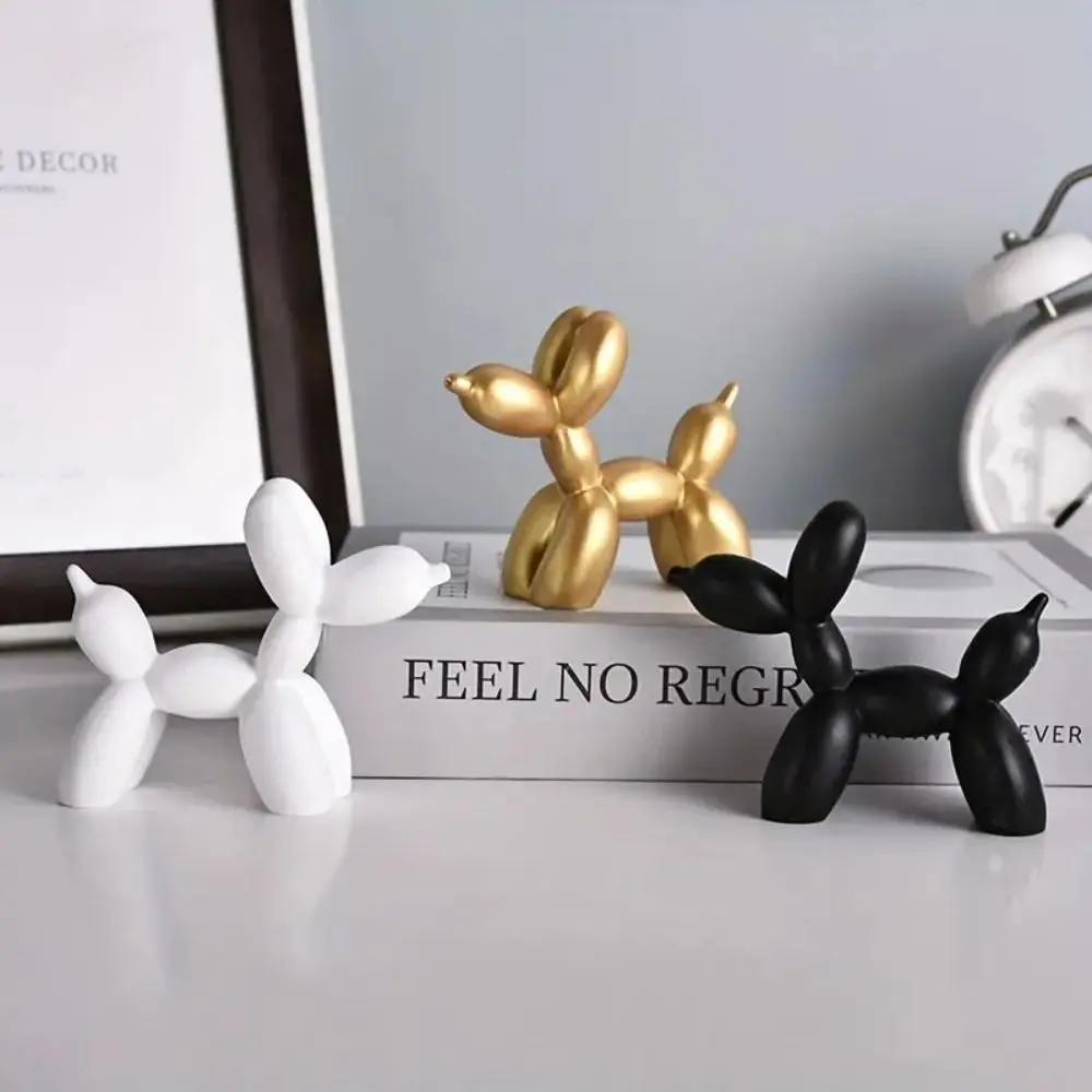 Modern Style Balloons Puppy Statues Resin Desktop Ornaments Puppy Craft Sculpture Nordic Animal Stand Cartoon Dog Figurine