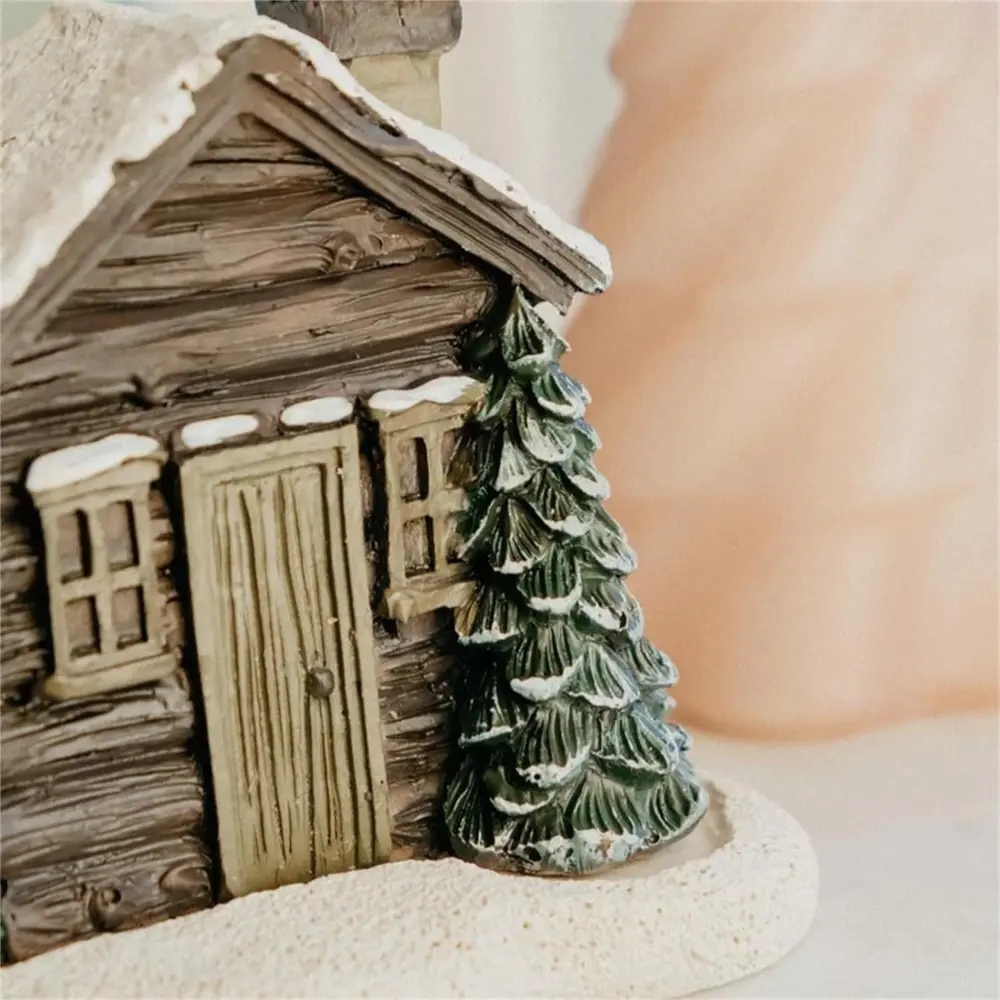Resin Chimney Hut Decoration Delicate Portable Christmas Chimney Hut Cartoon Handmade Christmas Cabin Incense Burner Table Decor