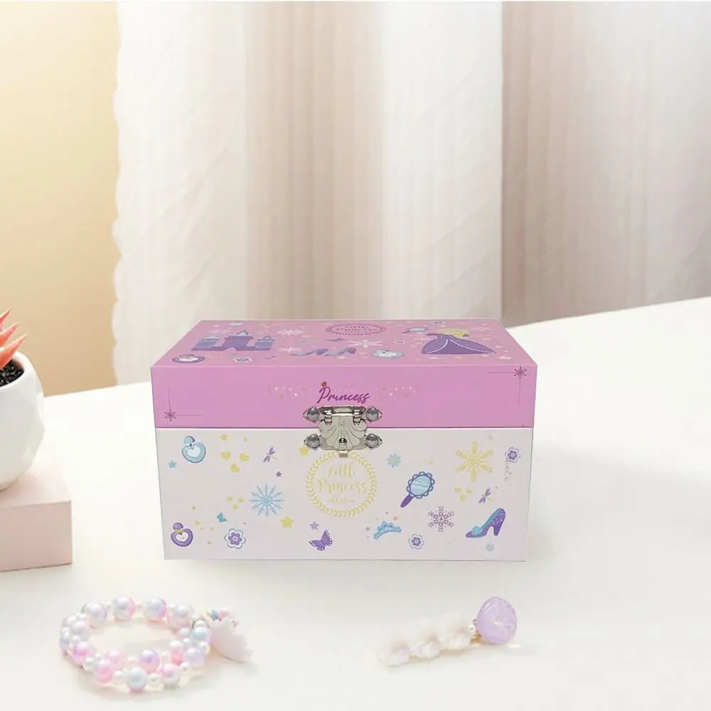With Mirror Princess Music Box Cute Handicraft Children Musical Ornaments Cartoon Jewelry Storage Box Necklace Box
