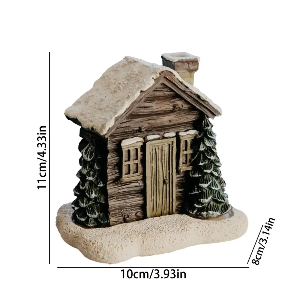 Resin Chimney Hut Decoration Delicate Portable Christmas Chimney Hut Cartoon Handmade Christmas Cabin Incense Burner Table Decor