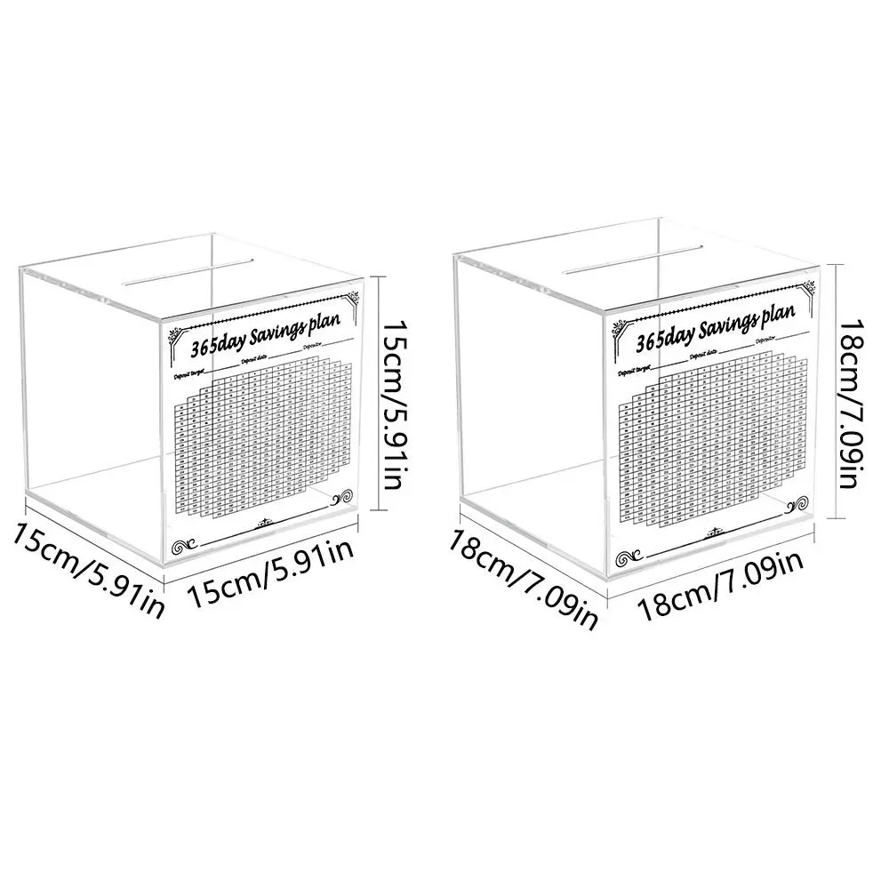 Unbreakable Acrylic Money Saving Box Transparent Must Break To Open Clear Change Jar Square Large Capacity Cash Storage Case