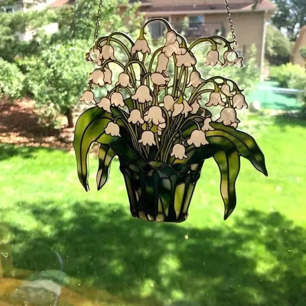 Elegant Flower of Valley Window Catcher Hanging High Quality 2D Flower Ornament Lightweight Reflective Sun Light Catcher