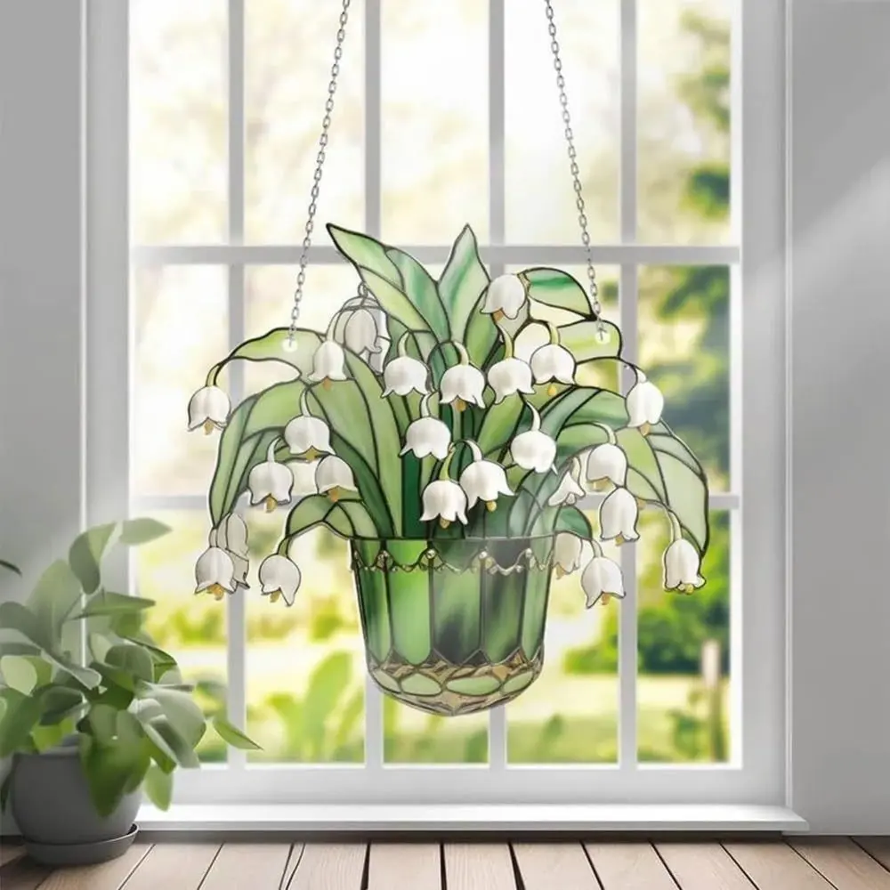 Elegant Flower of Valley Window Catcher Hanging High Quality 2D Flower Ornament Lightweight Reflective Sun Light Catcher