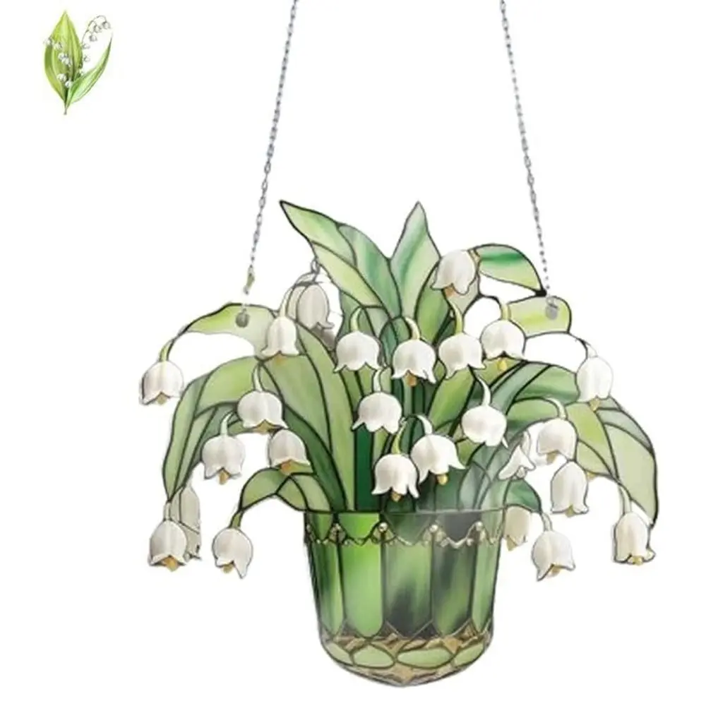 Elegant Flower of Valley Window Catcher Hanging High Quality 2D Flower Ornament Lightweight Reflective Sun Light Catcher