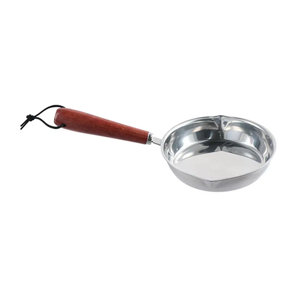 Easy To Clean Flat Bottom 304 Stainless Steel Frying Pan Wooden Handle Nonstick Cooking Pan Small 12/16cm Omelette Pan Chef