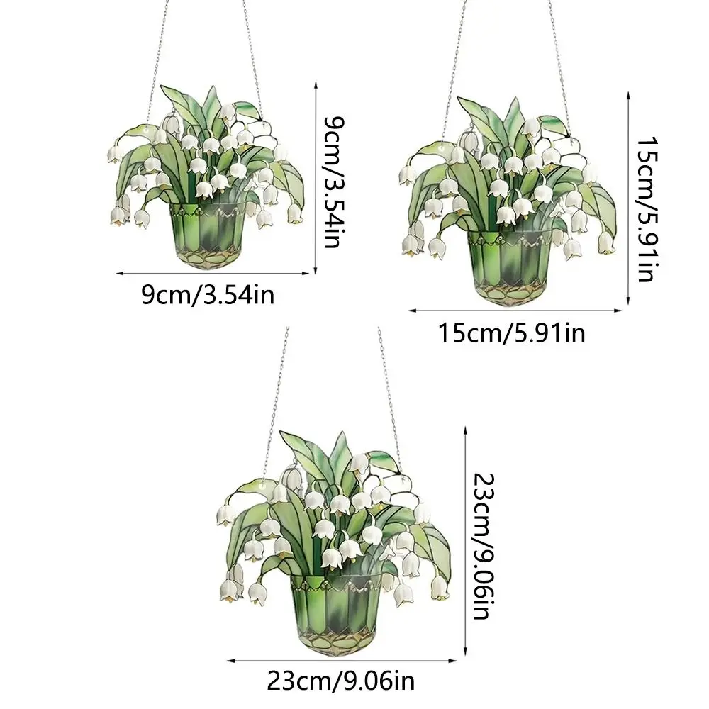 Elegant Flower of Valley Window Catcher Hanging High Quality 2D Flower Ornament Lightweight Reflective Sun Light Catcher