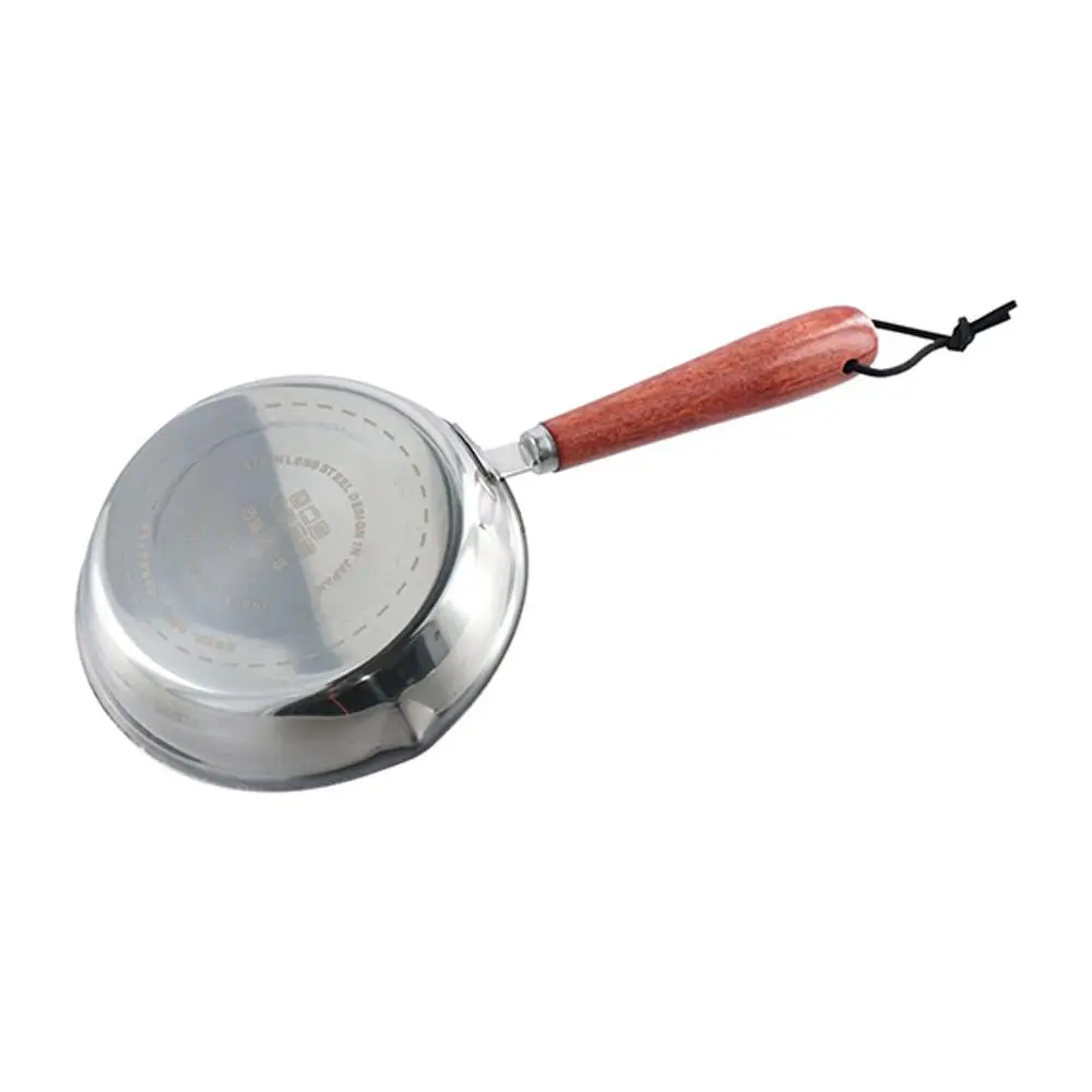 Easy To Clean Flat Bottom 304 Stainless Steel Frying Pan Wooden Handle Nonstick Cooking Pan Small 12/16cm Omelette Pan Chef