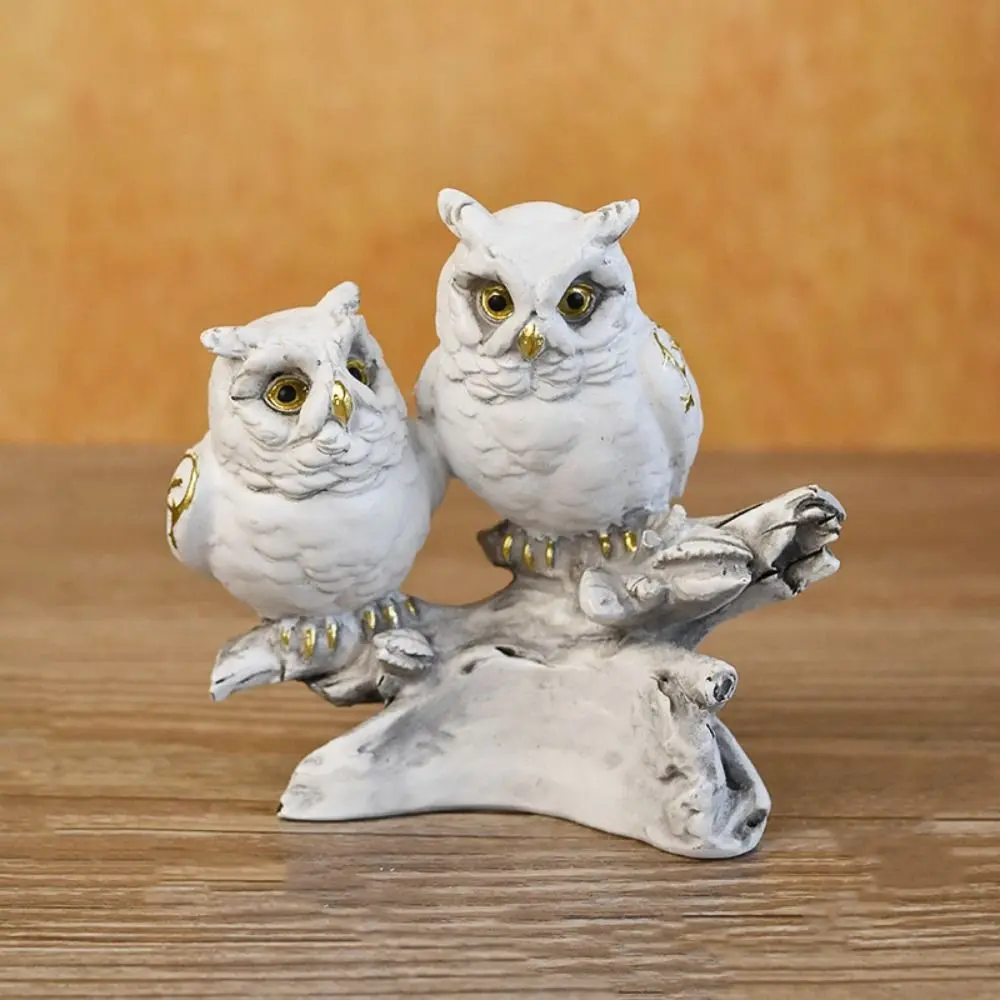 Micro Landscape Resin Owl Ornament Creative Vivid Animal Statue Waterproof Cute Miniature Figurine Sculpture Living Room