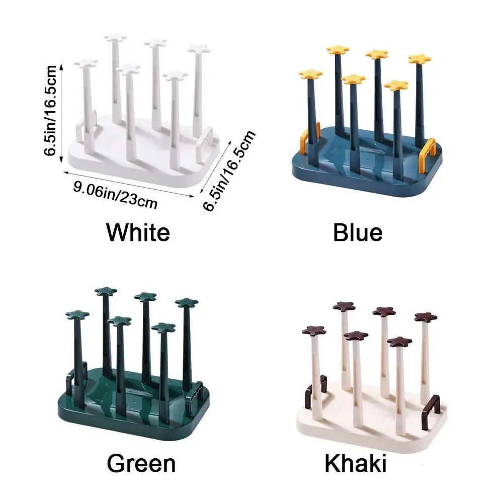 Useful Plastic Cup Drying Rack Upside-Down Detachable Glass Cup Drainer Holder with Handle Large Capacity Tea Cup Holder Kitchen