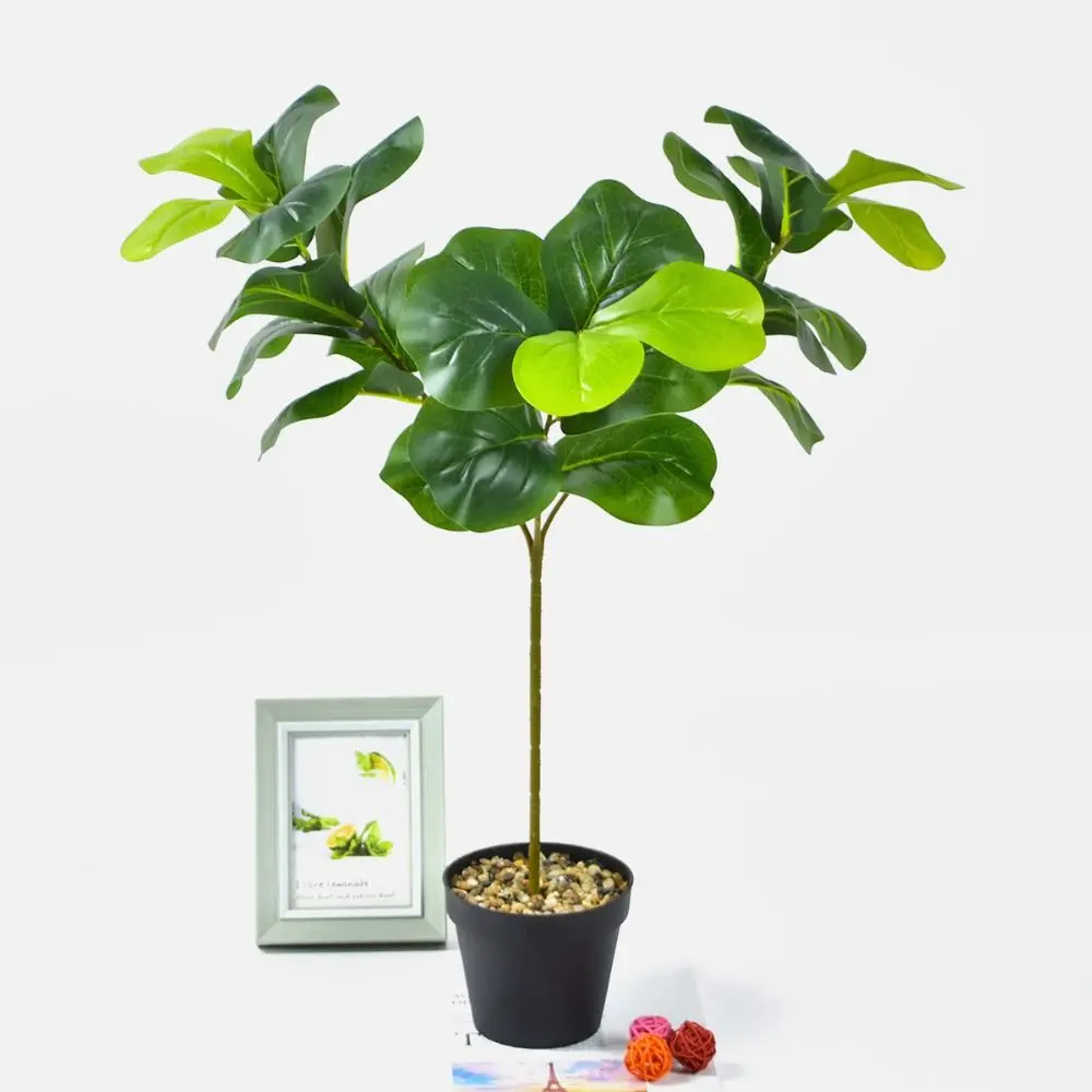 Large Artificial Fiddle Leaves Fig Tree Real Touch Vibrant Fake Ficus Tree Delicate Plastic Tropical Banyan Plants Branch