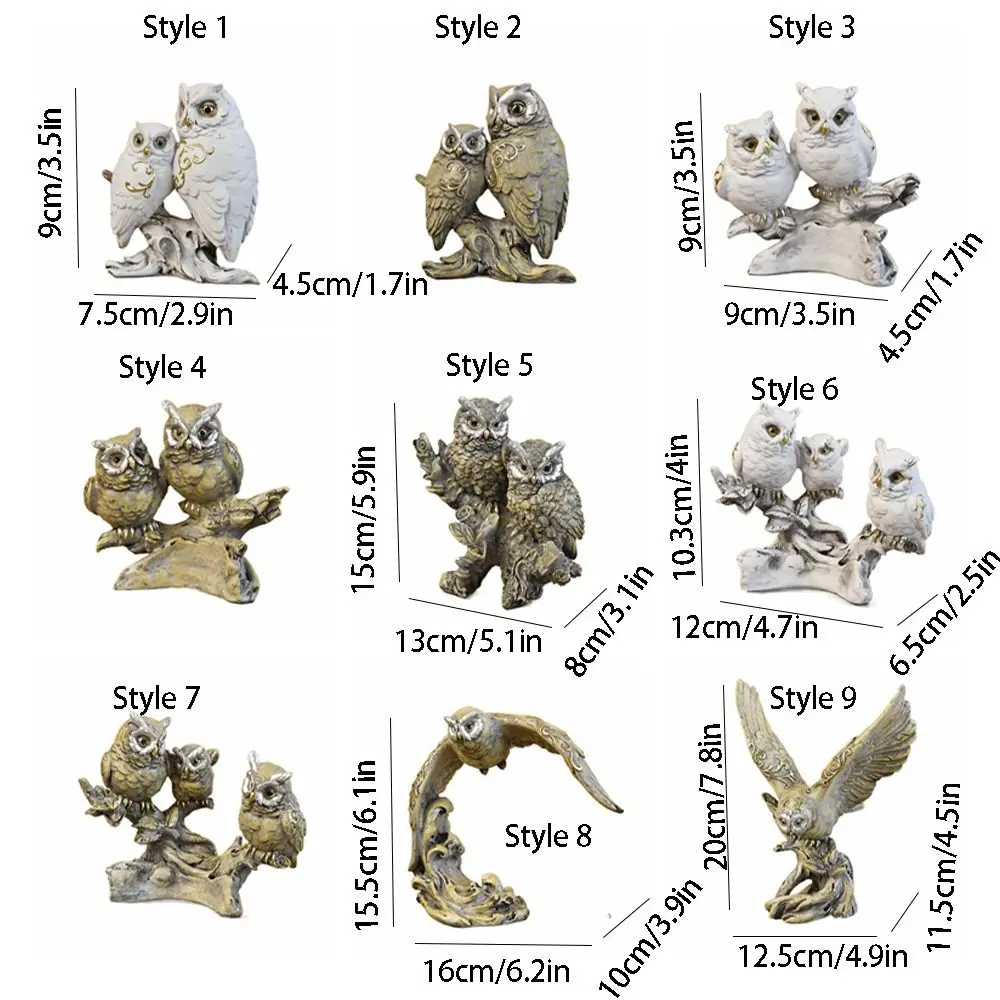 Micro Landscape Resin Owl Ornament Creative Vivid Animal Statue Waterproof Cute Miniature Figurine Sculpture Living Room