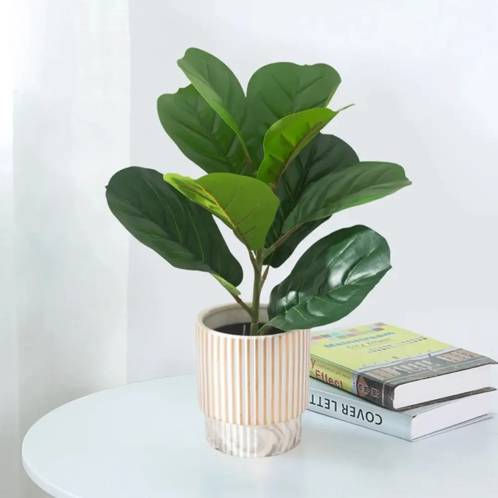 Large Artificial Fiddle Leaves Fig Tree Real Touch Vibrant Fake Ficus Tree Delicate Plastic Tropical Banyan Plants Branch