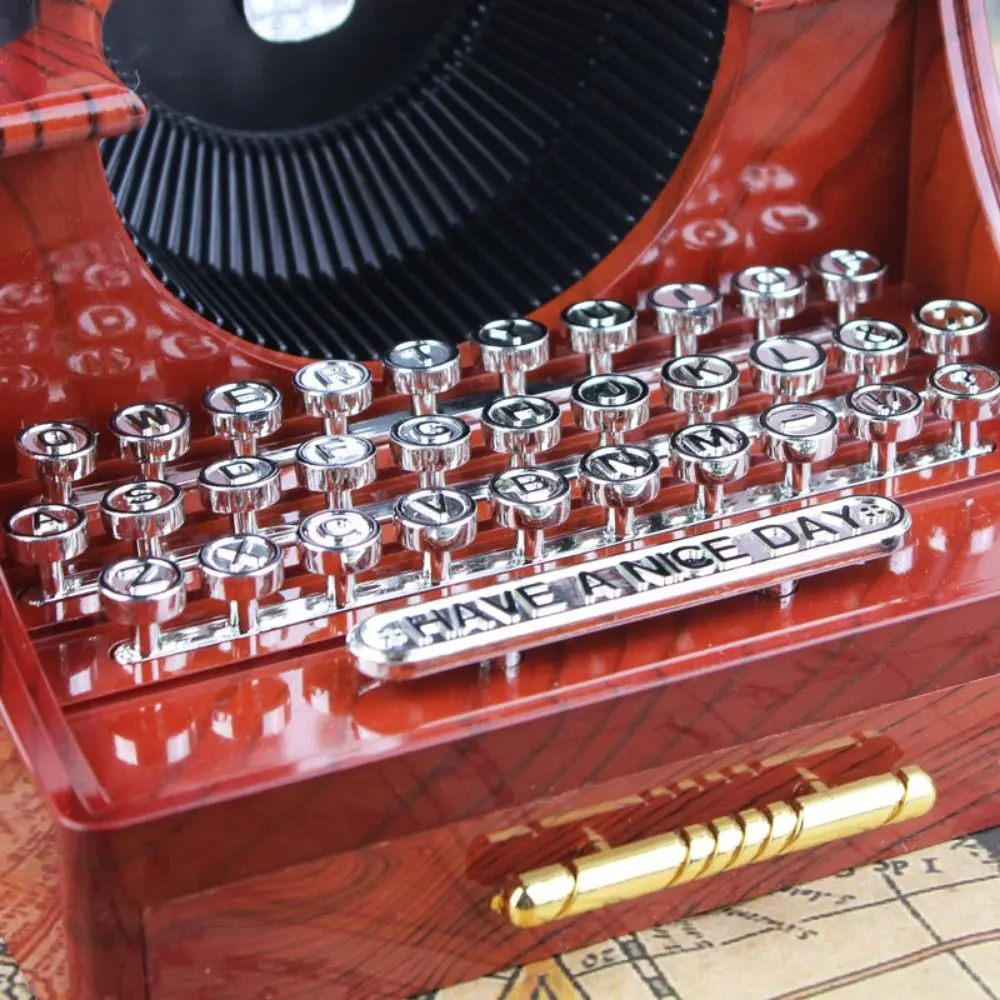 Multi-purpose With Drawer Typewriter Music Box Nostalgic Cartoon Old Typewriter Model Classical Music Box Ornaments Home
