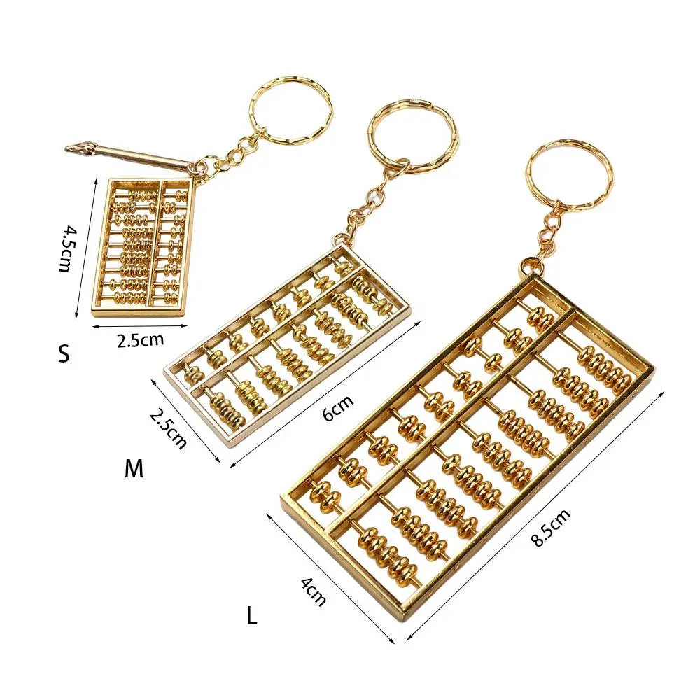 Retro Crafts Alloy Abacus Pendant Gold-plated Fortune-attracting Abacus Keychain Removable Calculator Ornament Home Decor