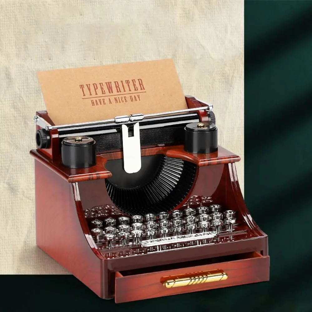 Multi-purpose With Drawer Typewriter Music Box Nostalgic Cartoon Old Typewriter Model Classical Music Box Ornaments Home