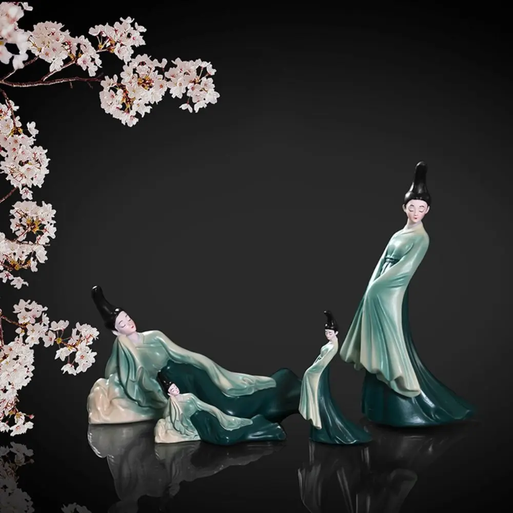 Kawaii Chinese Classical Beauty Statue Cartoon Exquisite Cultural lady Resin Figurine Romance Durable Chinese Ladies Desk Craft
