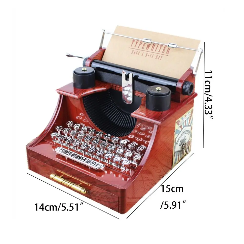 Multi-purpose With Drawer Typewriter Music Box Nostalgic Cartoon Old Typewriter Model Classical Music Box Ornaments Home
