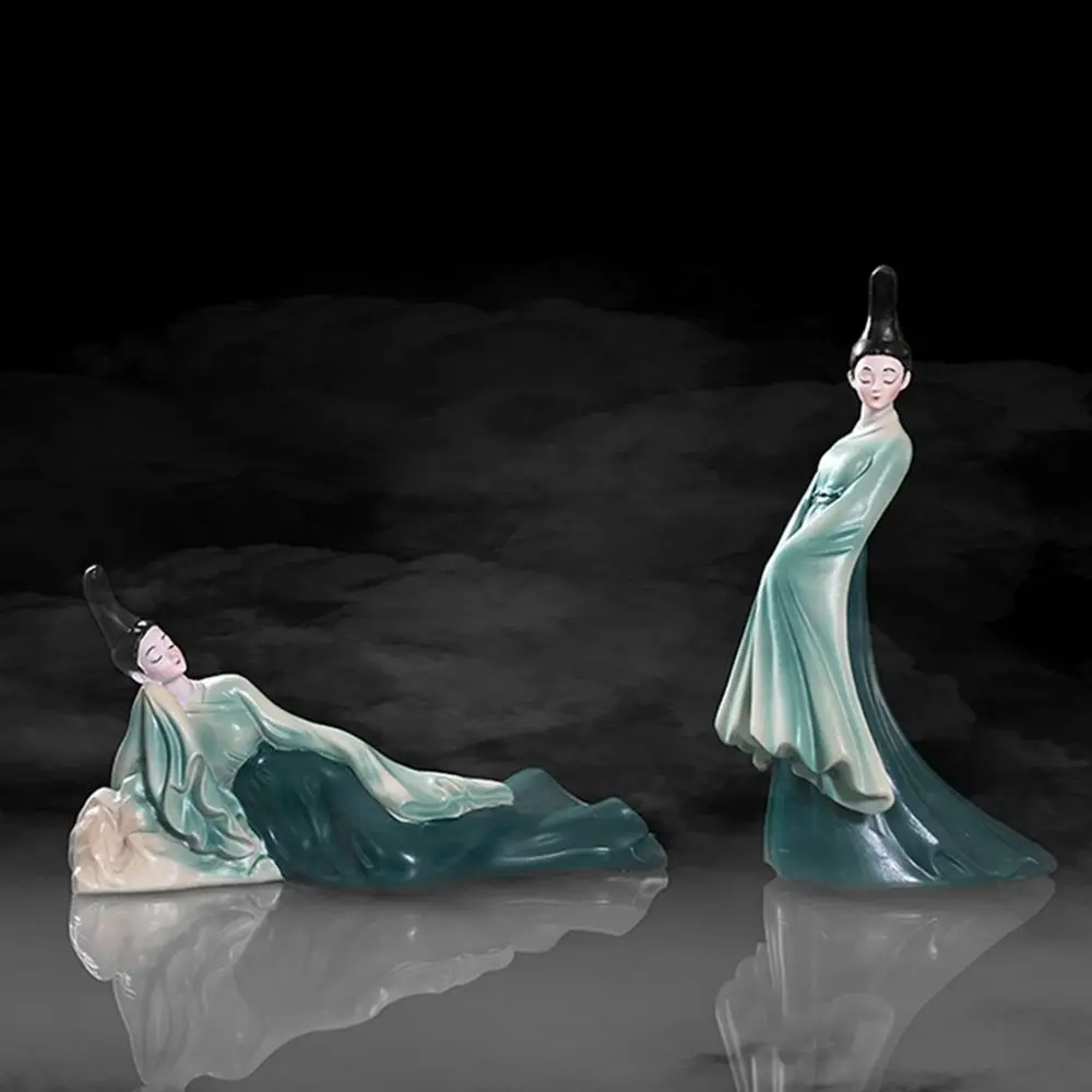 Kawaii Chinese Classical Beauty Statue Cartoon Exquisite Cultural lady Resin Figurine Romance Durable Chinese Ladies Desk Craft