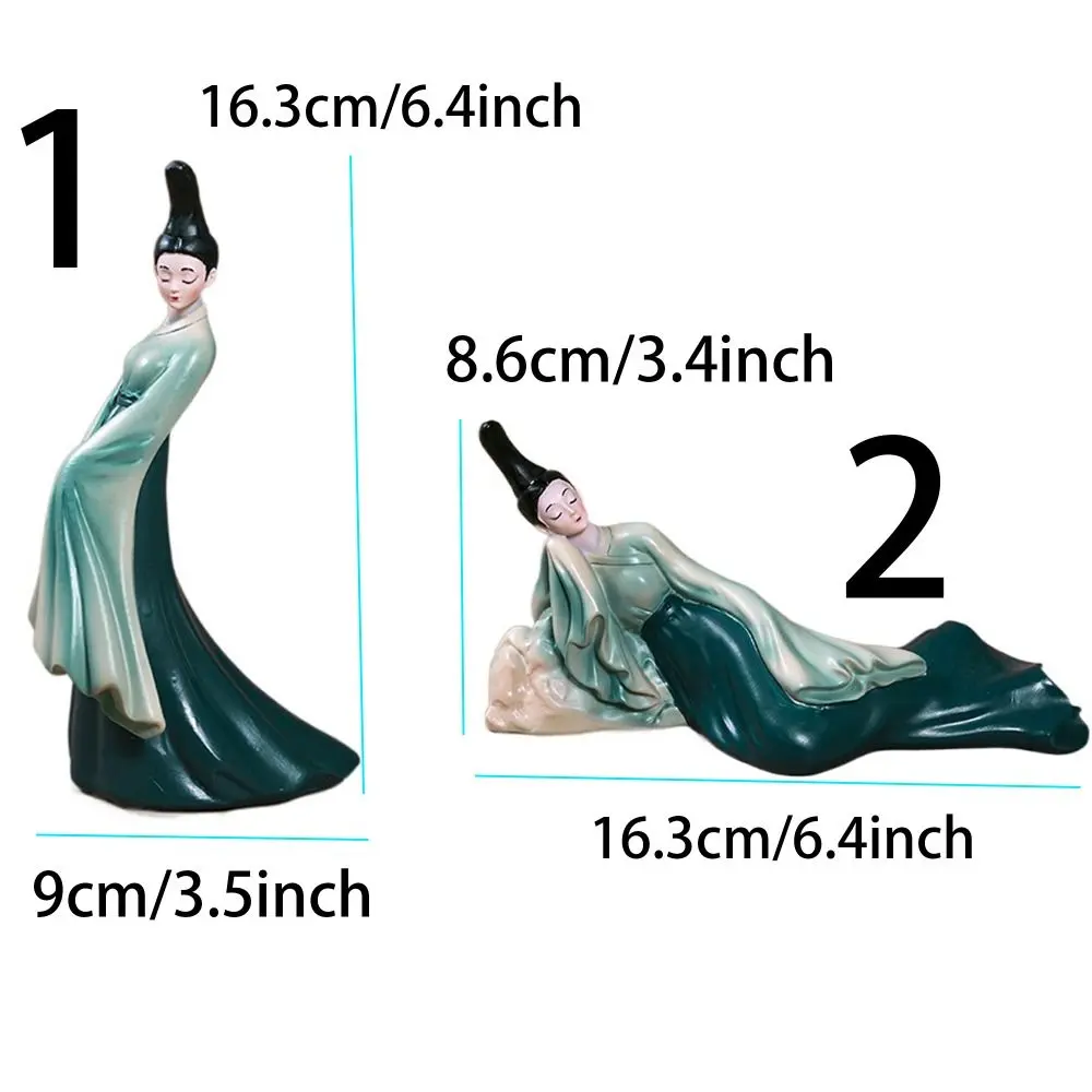 Kawaii Chinese Classical Beauty Statue Cartoon Exquisite Cultural lady Resin Figurine Romance Durable Chinese Ladies Desk Craft