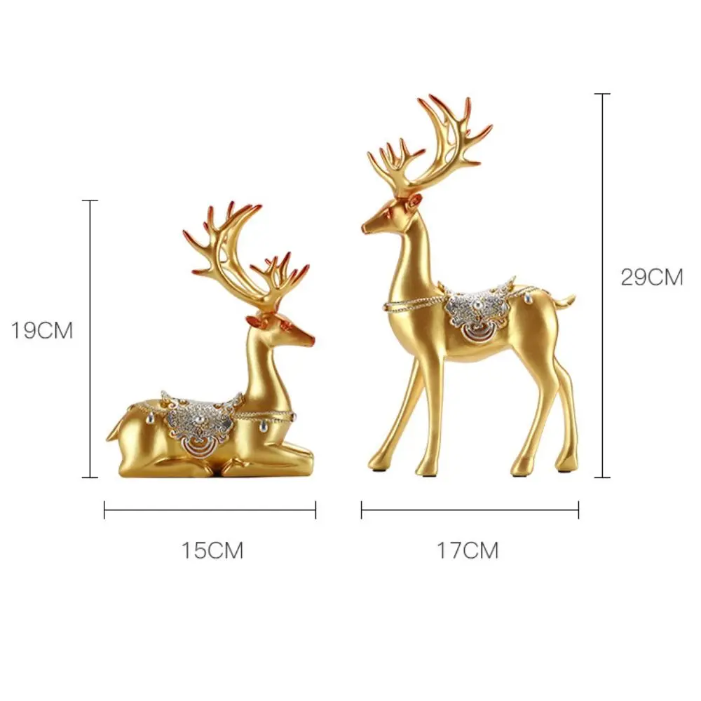 2pcs Desktop Ornament Resin Couple Deer Ornaments Minimalist Cute Elk Statue Modern Creative Animal Sculpture Tea Table