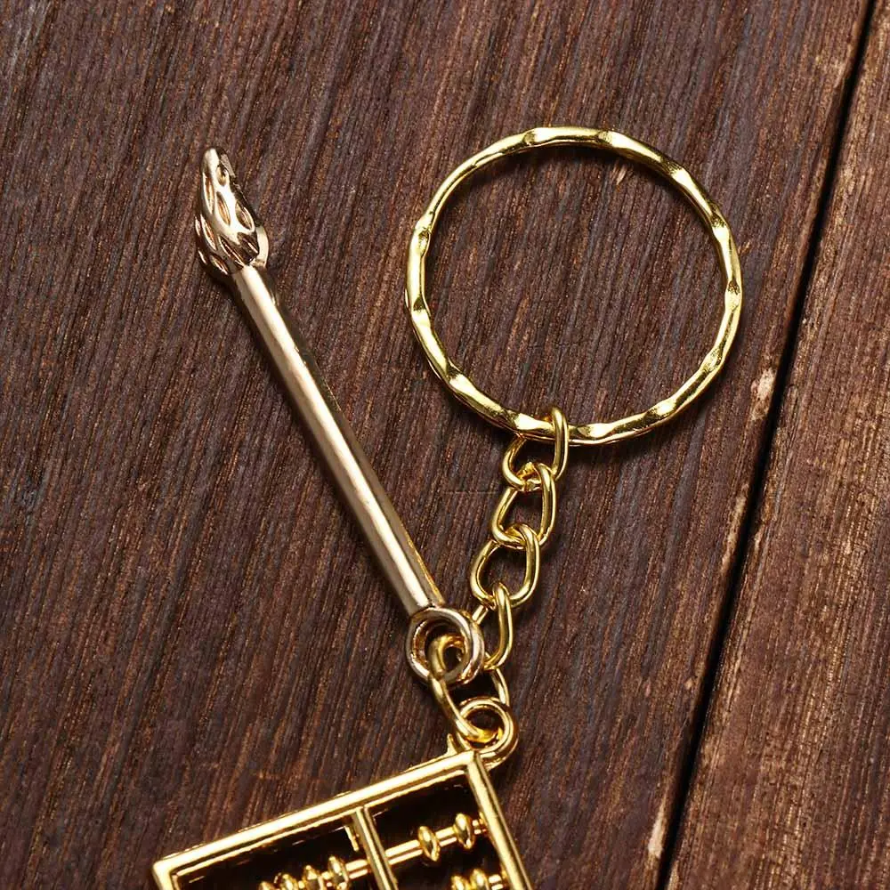Retro Crafts Alloy Abacus Pendant Gold-plated Fortune-attracting Abacus Keychain Removable Calculator Ornament Home Decor