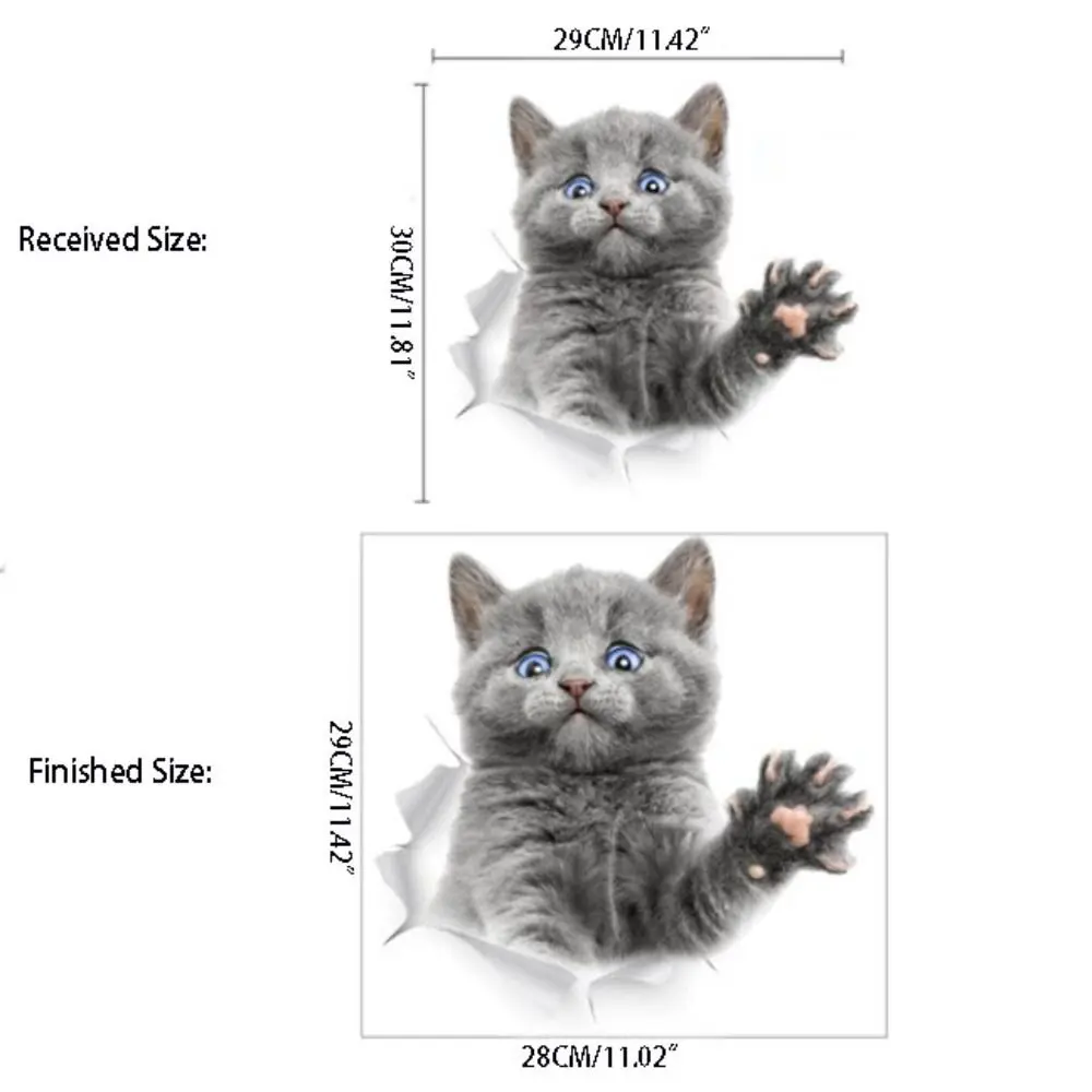 Funny DIY Cat Toilet Sticker Cute Waterproof Cat Wall Decal Self-adhesive 3D Toilet Seat Decal Bathroom