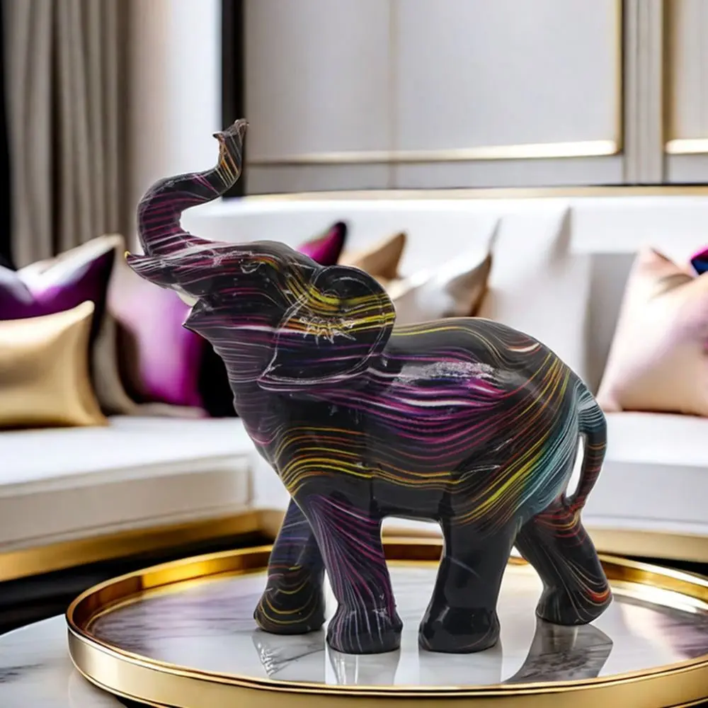 Kawaii Colorful Mini Elephant Model Mini Cartoon Graffiti Elephant Figurine Durable Modern Elephant Kids Toy Children