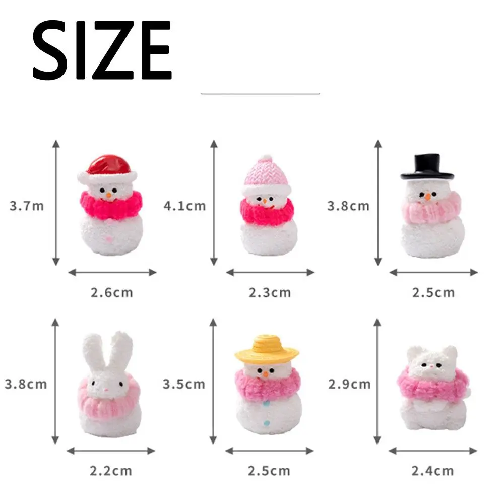 6pcs/set Creative Mini Christmas Figurines Cartoon Resin Crafts Snowman Miniature Ornaments DIY Decorative